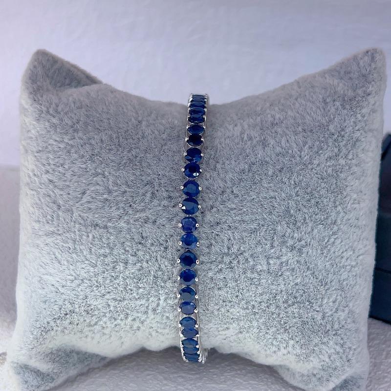 Sace Gems Bransoletki ze srebra próby 925 z 3,5 mm*40 szt. naturalnych szafirów dla kobiet na zaręczyny, przyjęcie koktajlowe, biżuteria fine