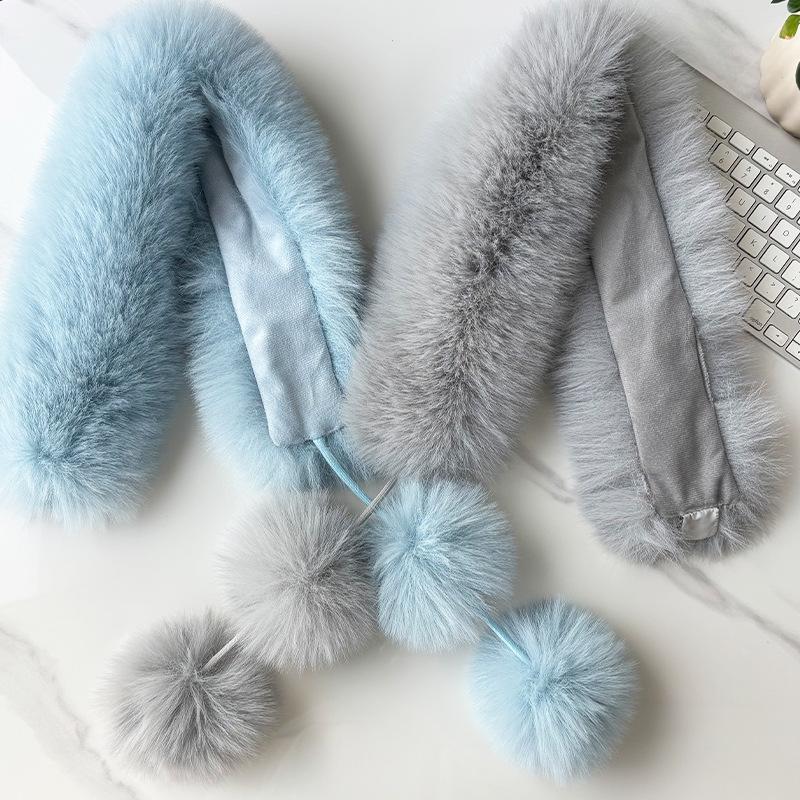 1Pcs Winter Thickened Natural Fox Fur Scarf For Women Magnetic Scarf Neck Warm Fluffy Shawls Female Coat Collar