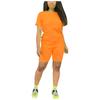 Women's 2 Piece Casual Sports Solid Color Suit Short Sleeve Top And Pants Set