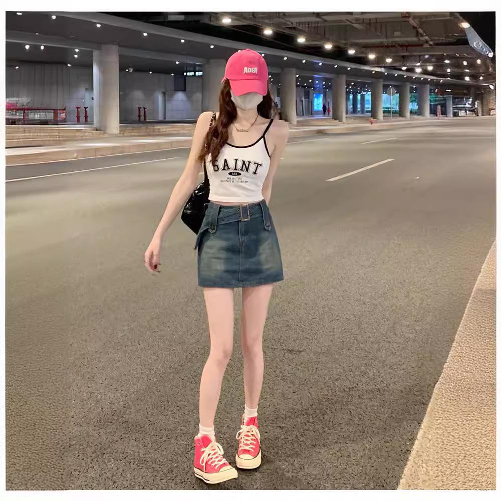 Women's Summer Spaghetti Strap Letter Print Vest - Hot Girl Style