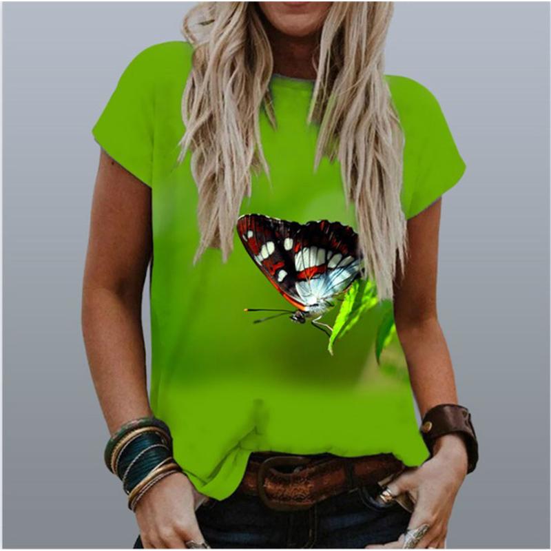 Summer T-Shirts Butterfly 3D Print Streetwear Women's Casual Fashion Oversized O-Neck T Shirt Female Girl Tops Tees Clothing