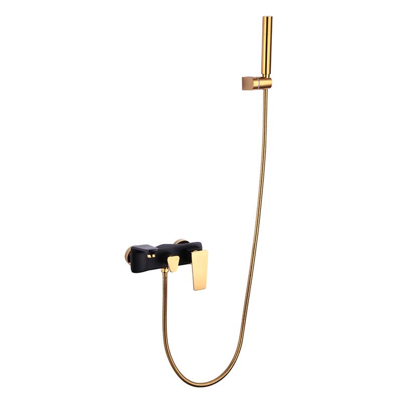 Tuqiu Bathtub Shower Set Wall Mounted Gold and White Bathtub Faucet, Bathroom Cold and Hot Bath and Shower Mixer Taps Brass