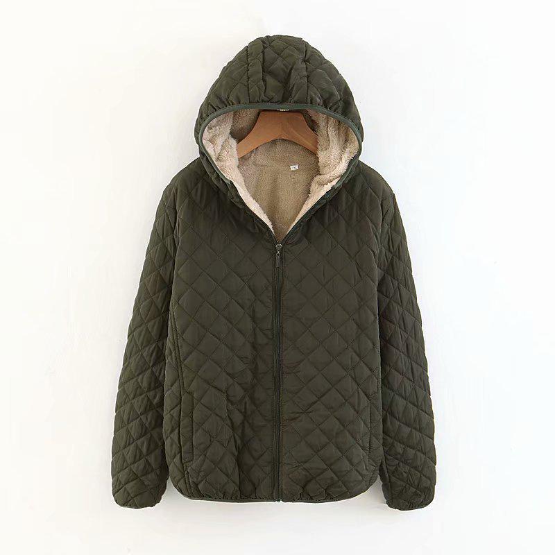 Women S Hooded Long Sleeve Thick Cotton Padded Short Coat Casual Winter