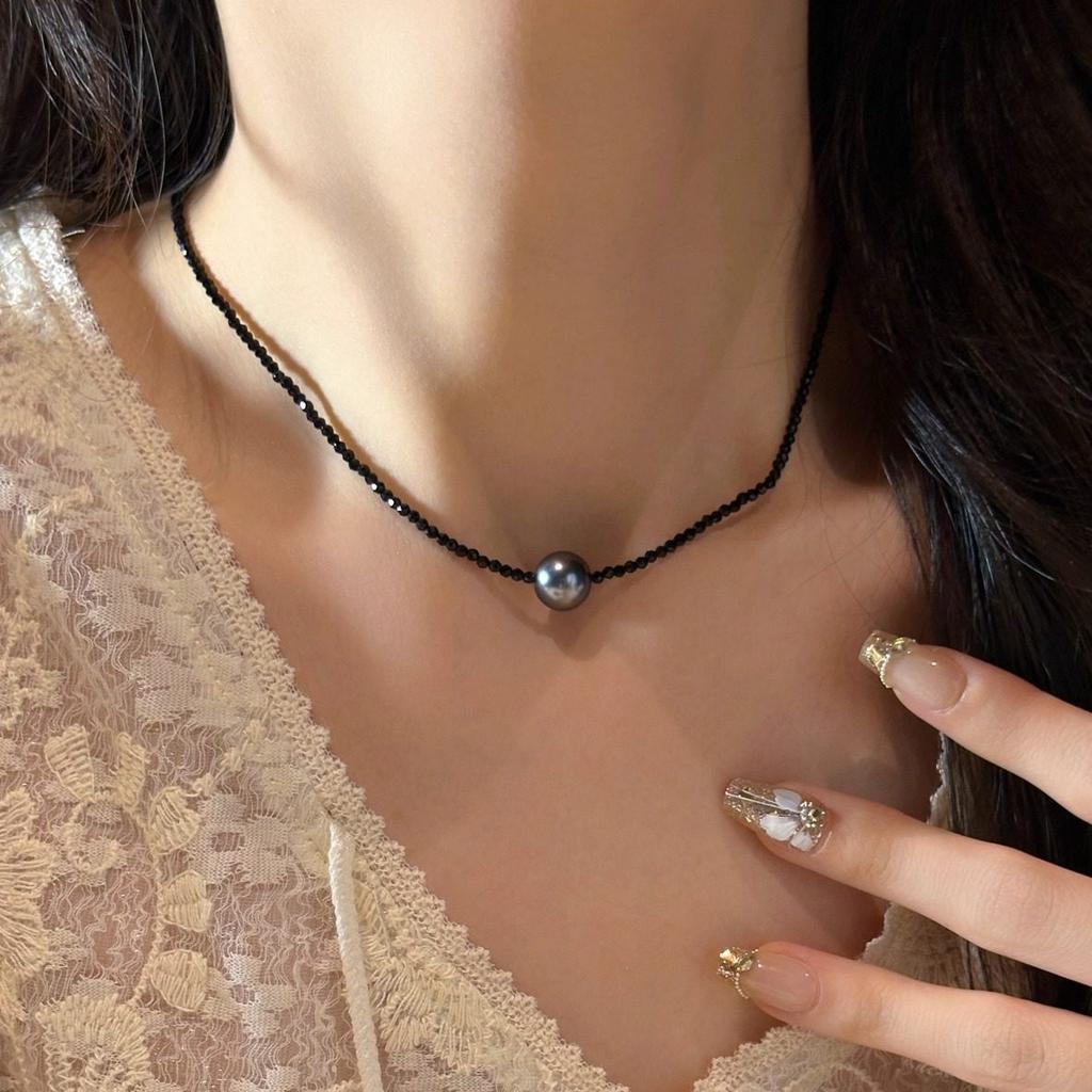Ten Miles of Gray Traces|French-style romantic pearl necklace, versatile for commuting and workplace, collarbone chain