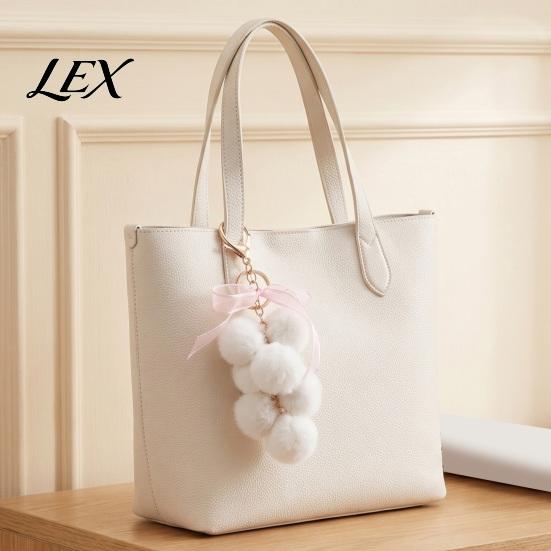 Grape Plushie Charm Plush Keychain for Handbags, Fuzzy Cluster Bag with Decorative Pendant Bow, Fluffy Ball Keyring Backpacks and Purses