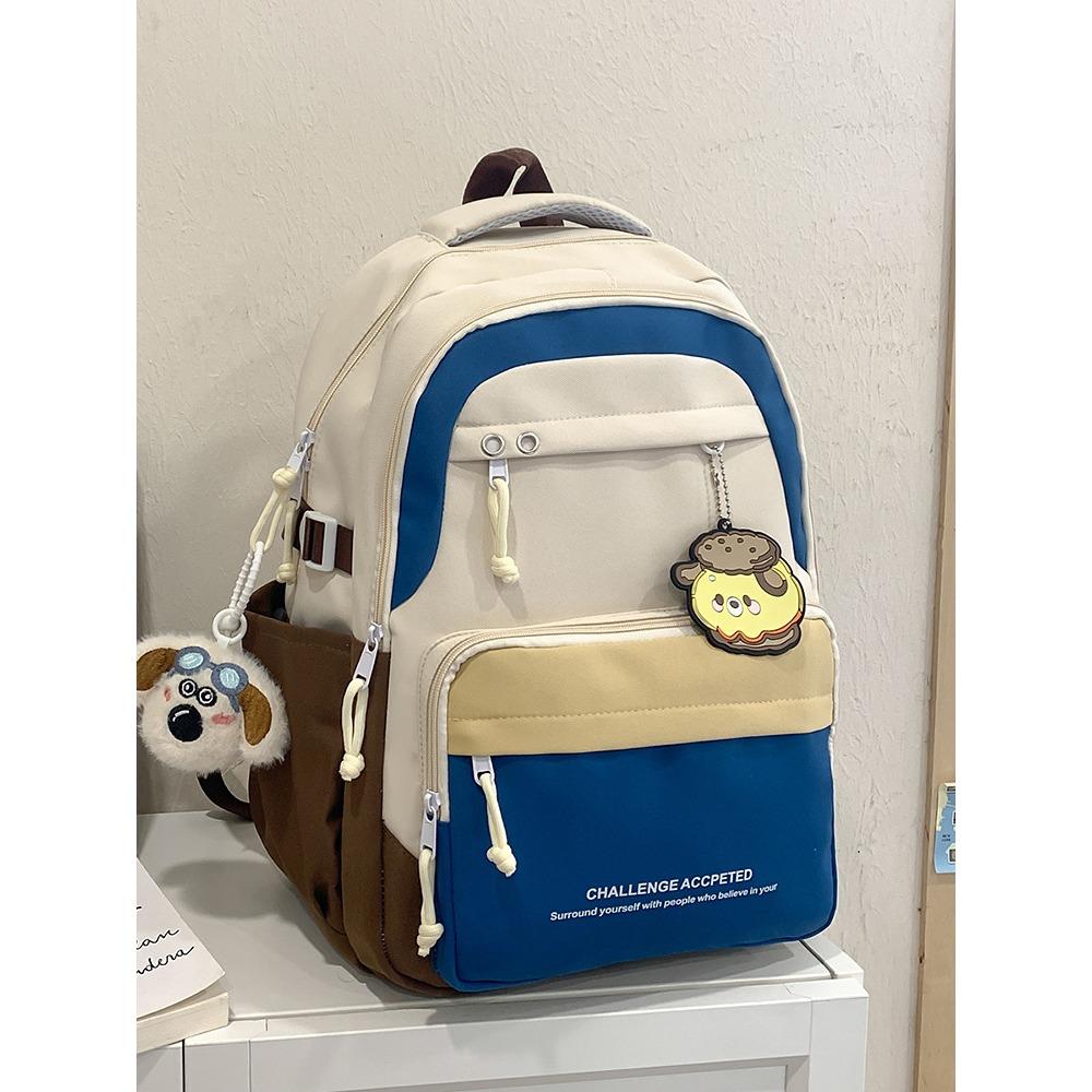 Small and Fresh Contrasting Colors Korean Version Mori Backpack Casual Large Capacity Junior High School Student Schoolbag Student Cute Backpack