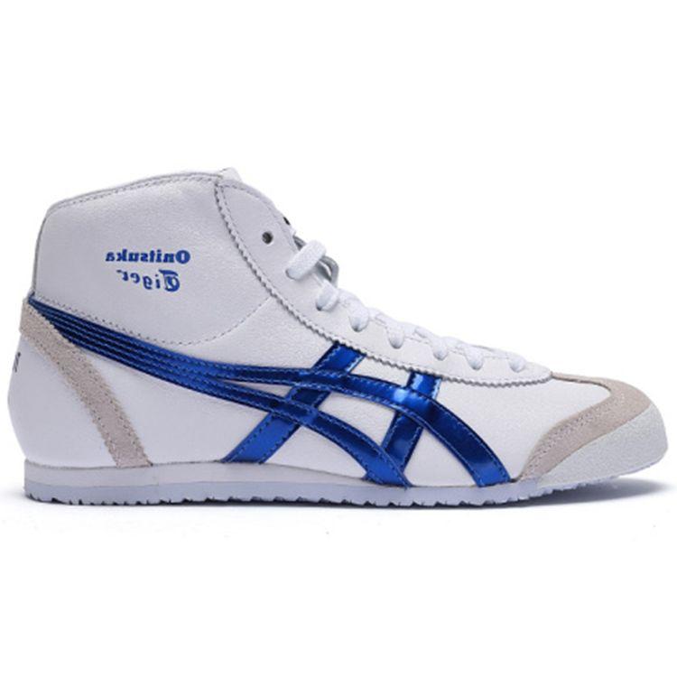 ONITSUKA TIGER Mexico Mid Runner Comfortable Durable Lightweight High-Top Casual Running Shoes Unisex Sneaker White Blue 1183A658-100