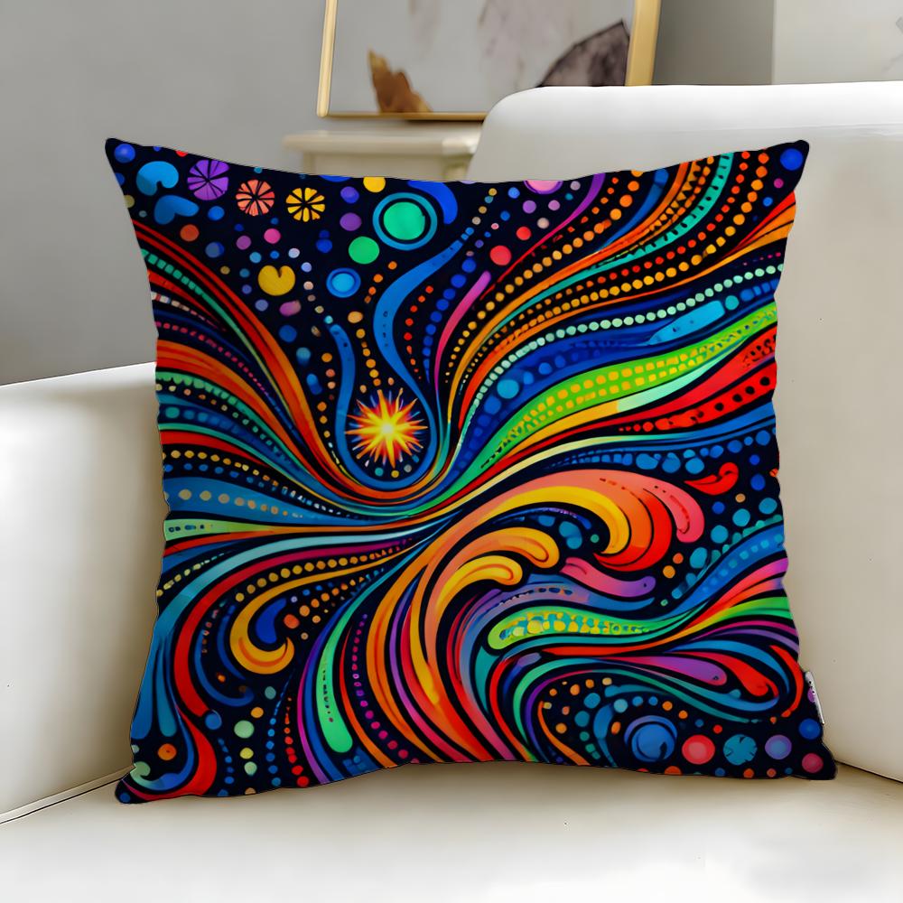 Pattern Colorful Pattern Cushion Cover Soft  EasyWash Pillow Case  Versatile for Couch Bed Travel and Office
