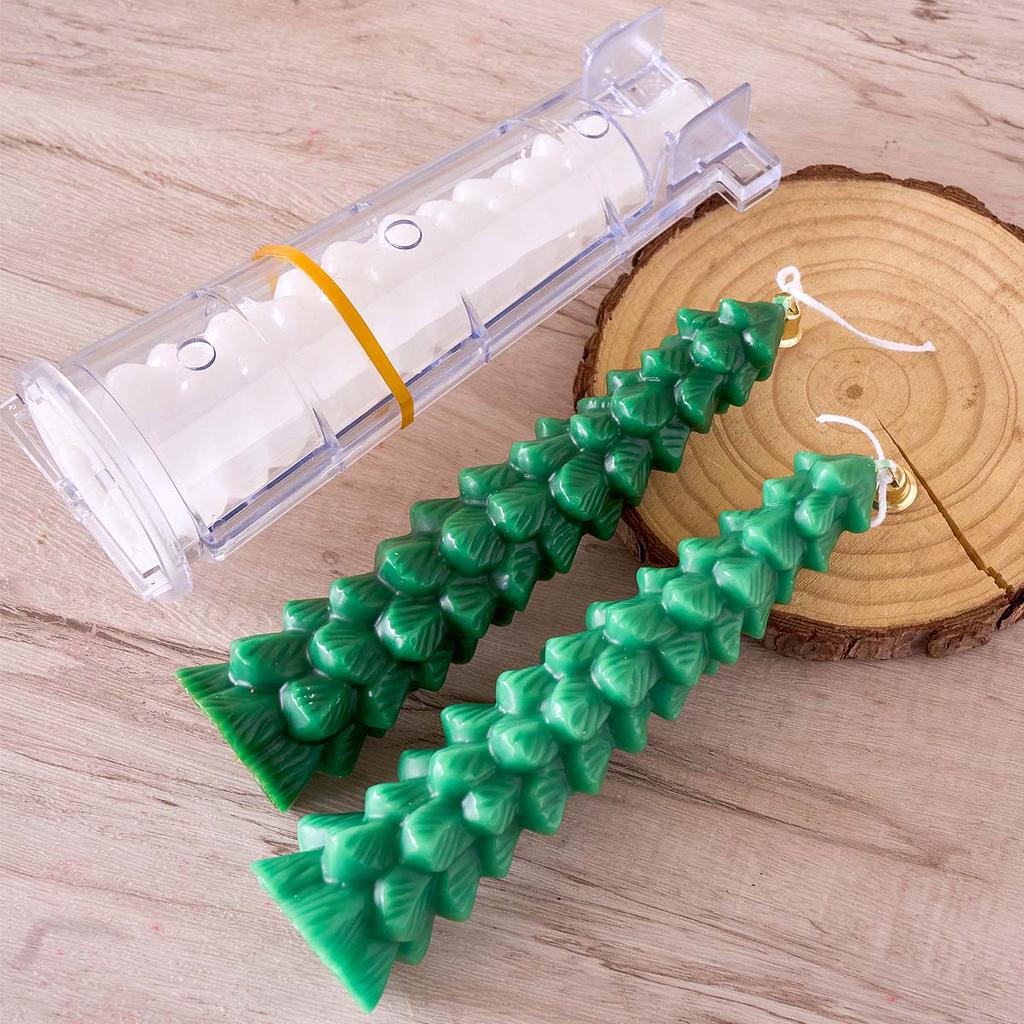 Julgranskandel Silikonform DIY med Yttre Plastfoder för att Förhindra Deformation Hantverkstillverkning Aromaterapi Tvål Ljus Verktyg