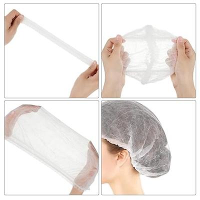 100PCS Disposable Bouffant Caps Stretch Net Hair Head Covers Non Woven Fabric Dust Strip Hats Cooking Kitchen Bathroom Supplies