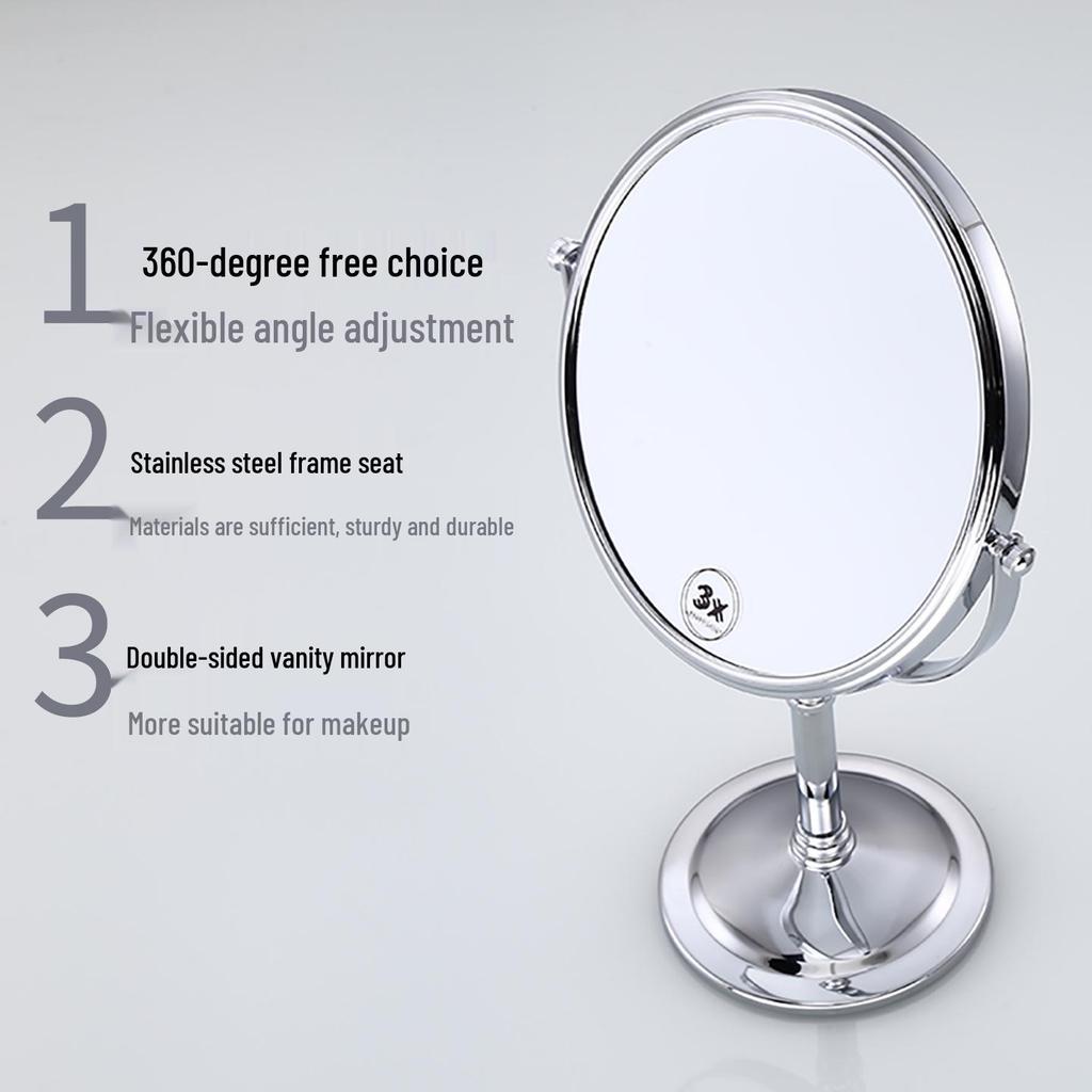 Black Double-Sided Standing Quartz Makeup Mirror for Dressing Table