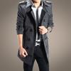Korean Style Men's Slim Fit Wool Trench Coat - Autumn/Winter Mid-Length Cape Outerwear
