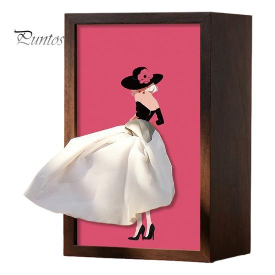 Schreibtisch-Taschentuchbox-Abdeckung Nussbaumholz-Box, mit künstlerischem Ballettänzer-Rock-Design, Nachttisch-Organizer Mehrzweck-Papiertuchhalter für Zuhause