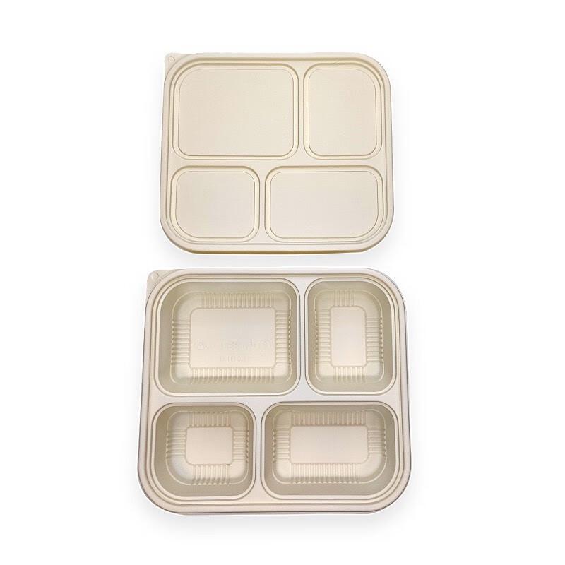 Dalv NWEH-31 Disposable 4-Compartment Eco-Friendly Food Containers with Lids