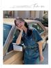 Summer 2024 Chic French Retro Denim Dress: Sweet & Spicy Slim-Fit Short Shirt Dress for Women