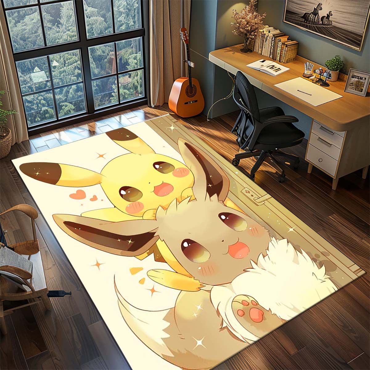 

Pokemon Anime Rug Carpet Large Area Rug Non Slip Washable Floor Mat Gamer Room Bedroom Home Decor 60x90cm
