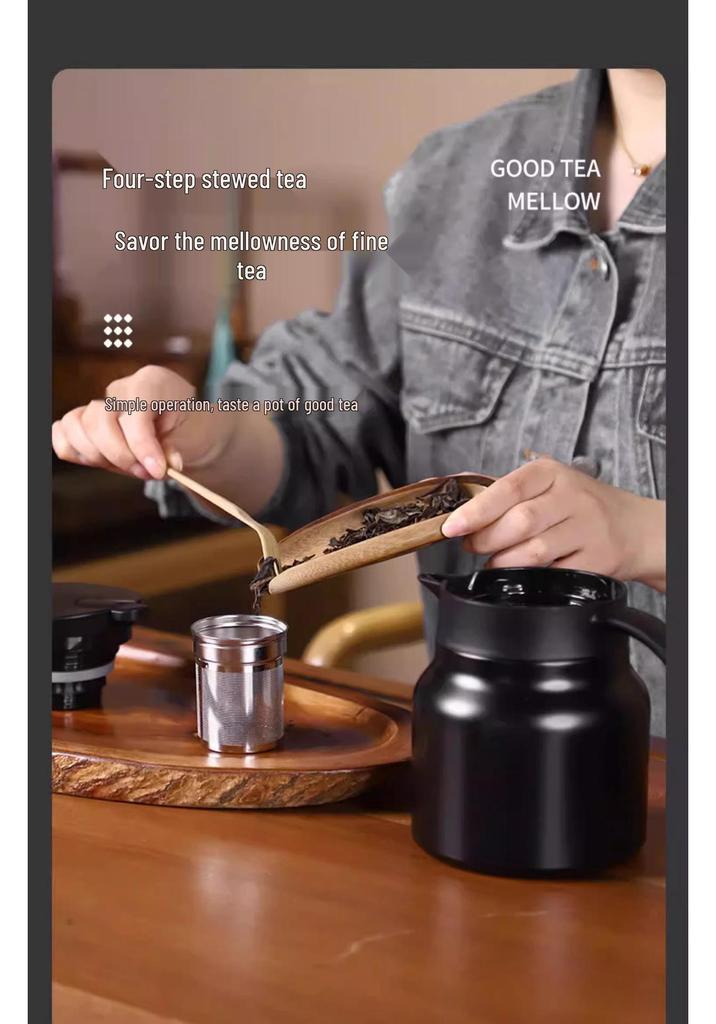 Stainless Steel Large Capacity Tea Thermos with Water Separation for Slow Brew Tea at Home