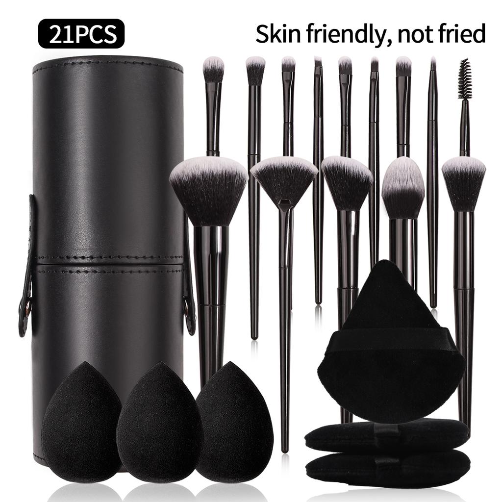 Schwarzes Make-up-Pinsel-Set Professionell Superweiche Detailbürste Rougepinsel Foundation Concealer Lidschattenpinsel Damen Schönheitswerkzeug
