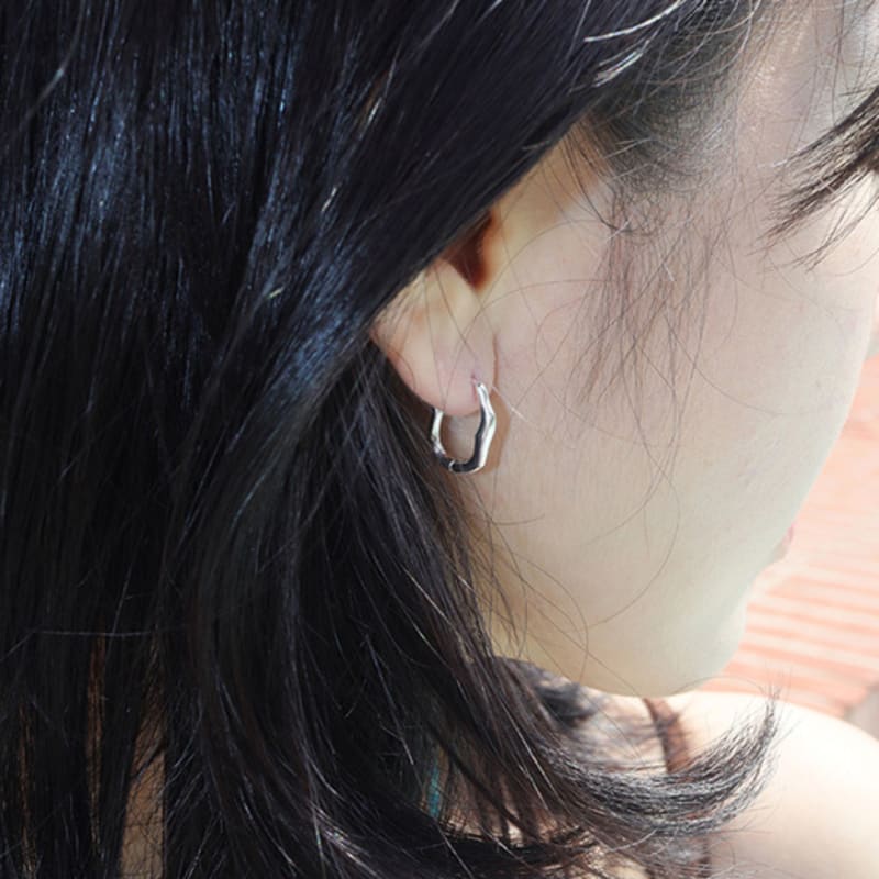 Modernlike 14k Gold-filled Silver Flow Cast One-touch Earrings