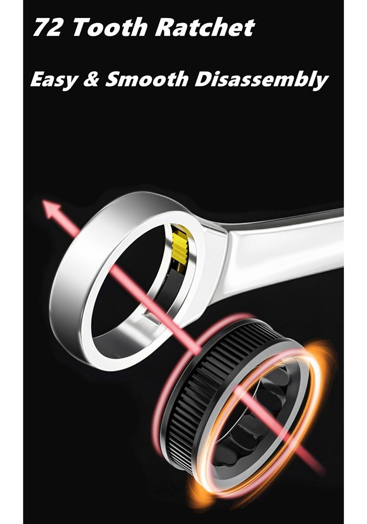Xiaomi Chiave a cricchetto universale a 72 denti, a doppia testa, salva-fatica, regolabile, grande, a forchetta, in acciaio, alta durezza, strumenti di riparazione
