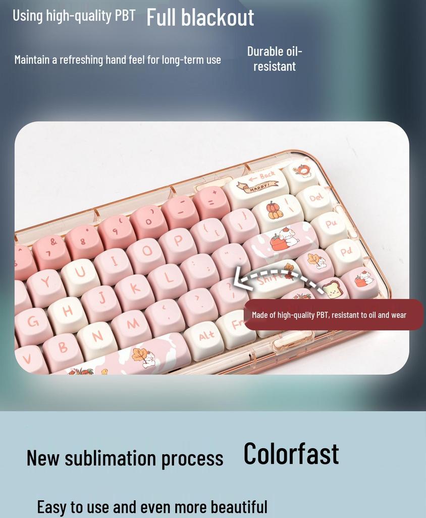 Autumn Puppy Cartoon Keycaps - High-Quality, Cute, Compatible for Girls' Cross Switch DIY Computer Accessories