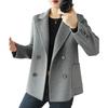 Women's Petite Double-Breasted Wool Cashmere Coat - Autumn/Winter Suit Collar Overcoat