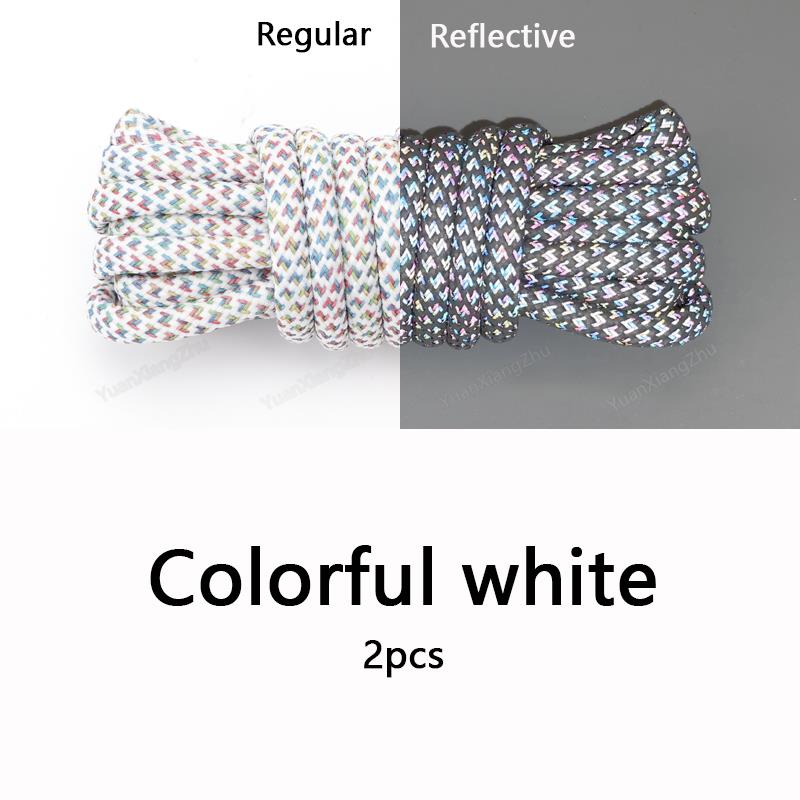 Rainbow Reflective Shoelaces Quality Sneakers Shoelaces Round Laces for Shoes Diameter 0.4cm 100/120/140/160cm 1Pair Shoestrings