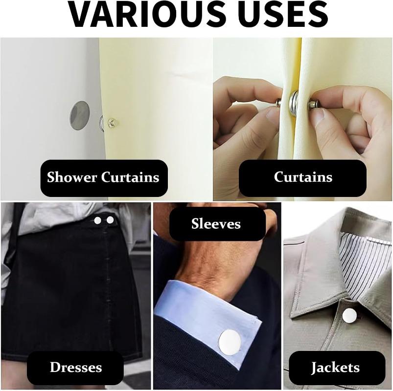 Magnetic Curtain Button Detachable Self-Adhesive Magnetic Patch for Light Blocking Drapes Shower Curtain Closure Buckle Fastener