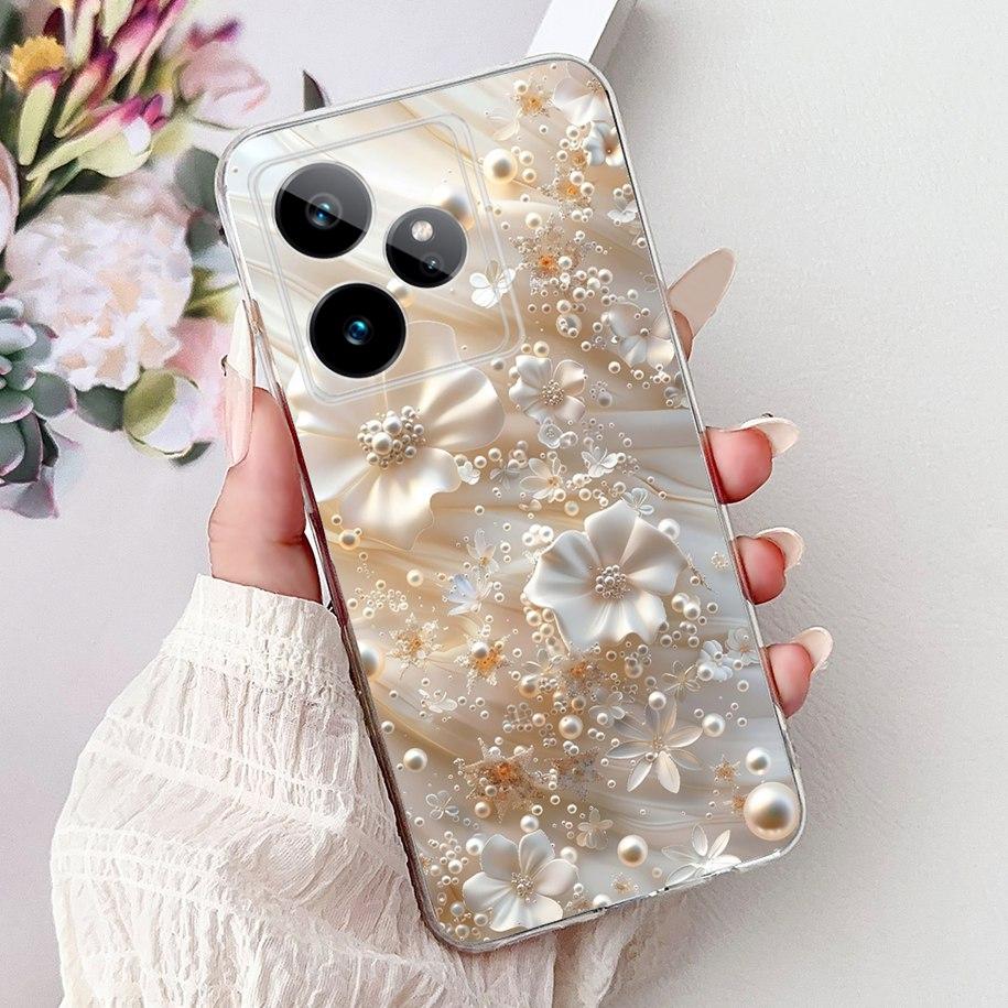 For Realme GT7 2025 Case RMX6688 Cover New Fashion Flower Marble Soft Silicone Phone Cases For Realme GT 7 Pro 7T Realme7 Fundas