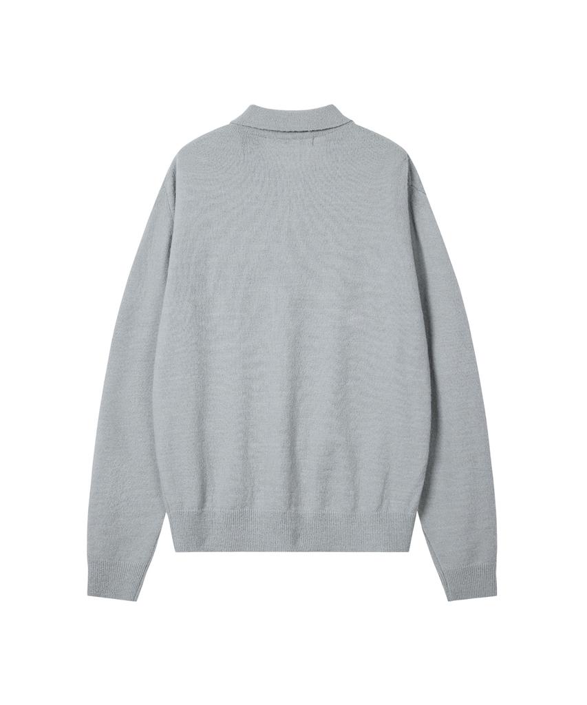 REST&RECREATION Wool Polo Knit Top - Light Gray