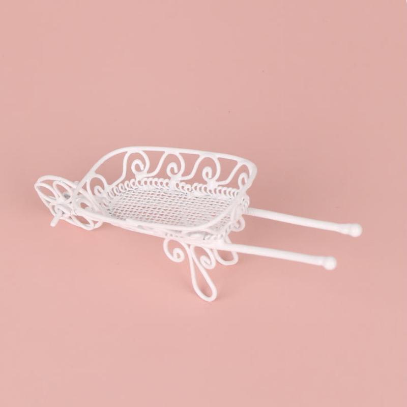 1Pcs Cute Simulation Mini Iron Handcart Toy Creative Desktop Decoration Gift Dollhouse Garden Tool Accessories