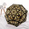 Golden Ornament Circular Pattern  Luxury Decorative Design Umbrella, Portable 3 Fold Compact Umbrella for Men & Women,S284