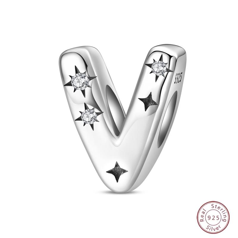 New Copper 26 Alphabet A-Z Charms Star Letter Beads Suitable For Diy Bracelet Women Jewelry Making