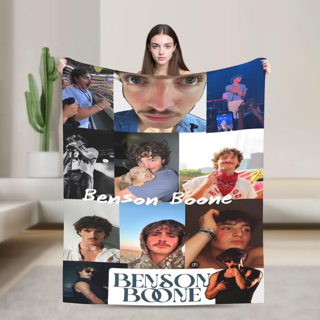 Benson Boone American Singer Blankets Warm Soft Plush Bedding Throws For Couch Bed Airplane Travel Flannel Bedspread Bed Cover