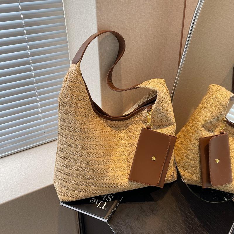 Stylish and simple hand-held straw bag, summer underarm woven bag, high-end lazy style shoulder bag