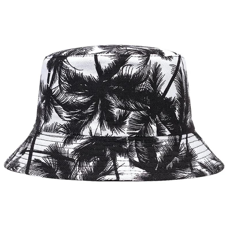 Fresh Latest Brand New Sunscreen Hat Travel Outdoor Fisherman Bucket Panama Print Leaf Neutral Gender Women  Men For Hats Caps