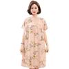 Women's Floral Print Cotton Silk Knee-Length Dress - Plus Size, Short Sleeve, Lightweight & Loose for Middle-Aged & Elderly