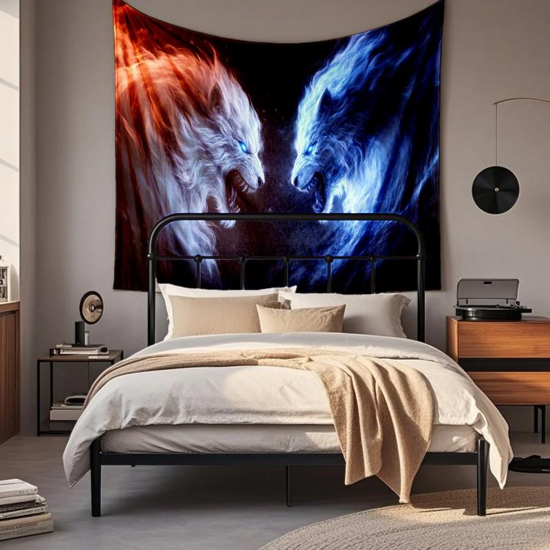 Boho Chic Wall Tapestry With Moon Phase Floral Starry Sky Design Bedroom Yoga Studio Decor