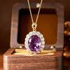 Large Carat Natural Amethyst & Citrine Millennial Cut Necklace In S925 Sterling Silver
