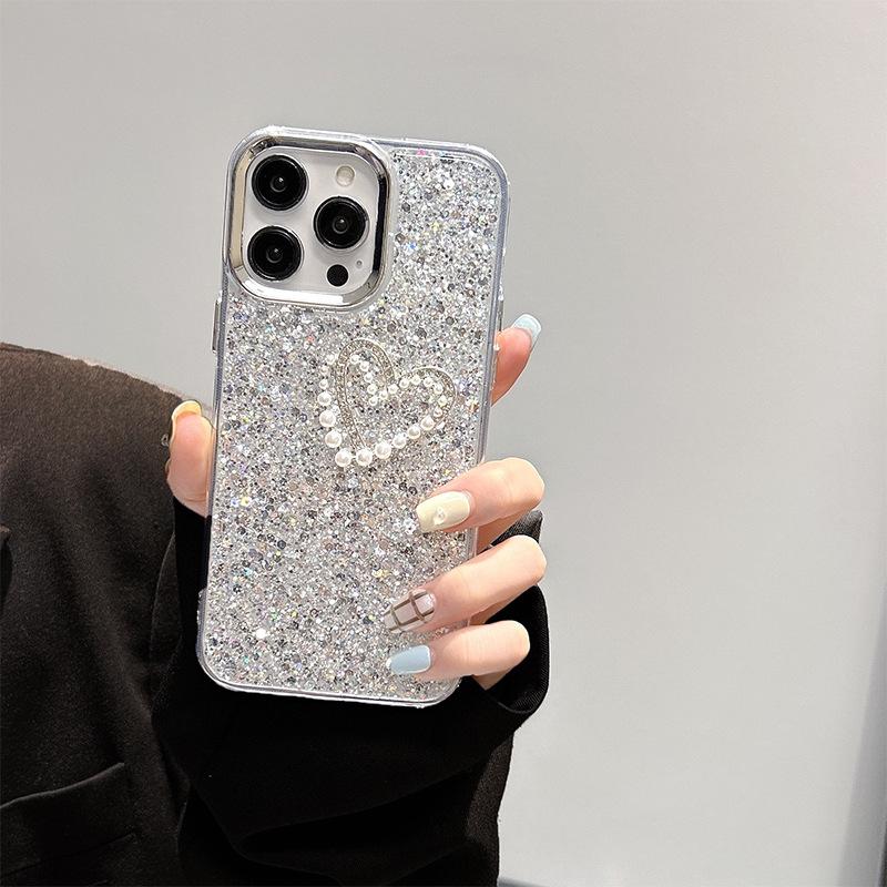 

Bow Love Rhinestone Mobile Phone Case For Iphone17Promax Epoxy Apple 14 Sequin Glitter 13 Women iPhone 7/8/SE 2020