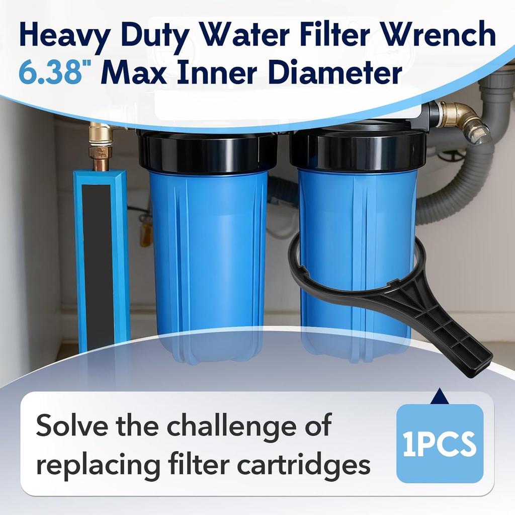 Heavy Duty Water Filter Wrench (6.38" Max Inner Diameter), Durable Water Filter Wrench for Big Blue Style Filter Housings, Big Blue Filter Wrench