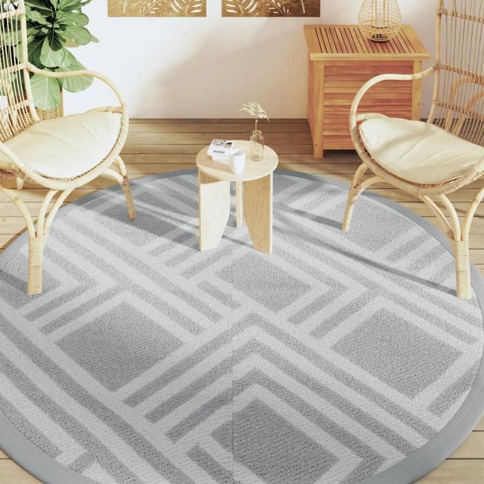 VidaXL Tapis d'extérieur gris Ø200 cm PP, tapis de jardin, tapis de sol, moquette de sol, carpette, tapis de patio, tapis 368570