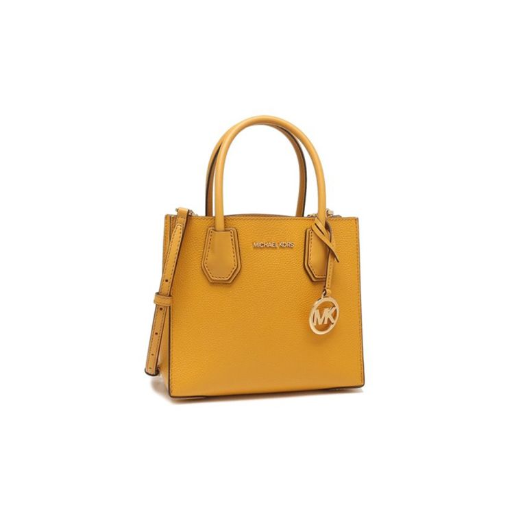 Michael Kors MK Mercer Logo a Lettere Solido Pelle Vintage a Grana di Litchi Borsa a Tracolla Pieghevole Tote da Donna Arancione 35S1GM9M2L-706