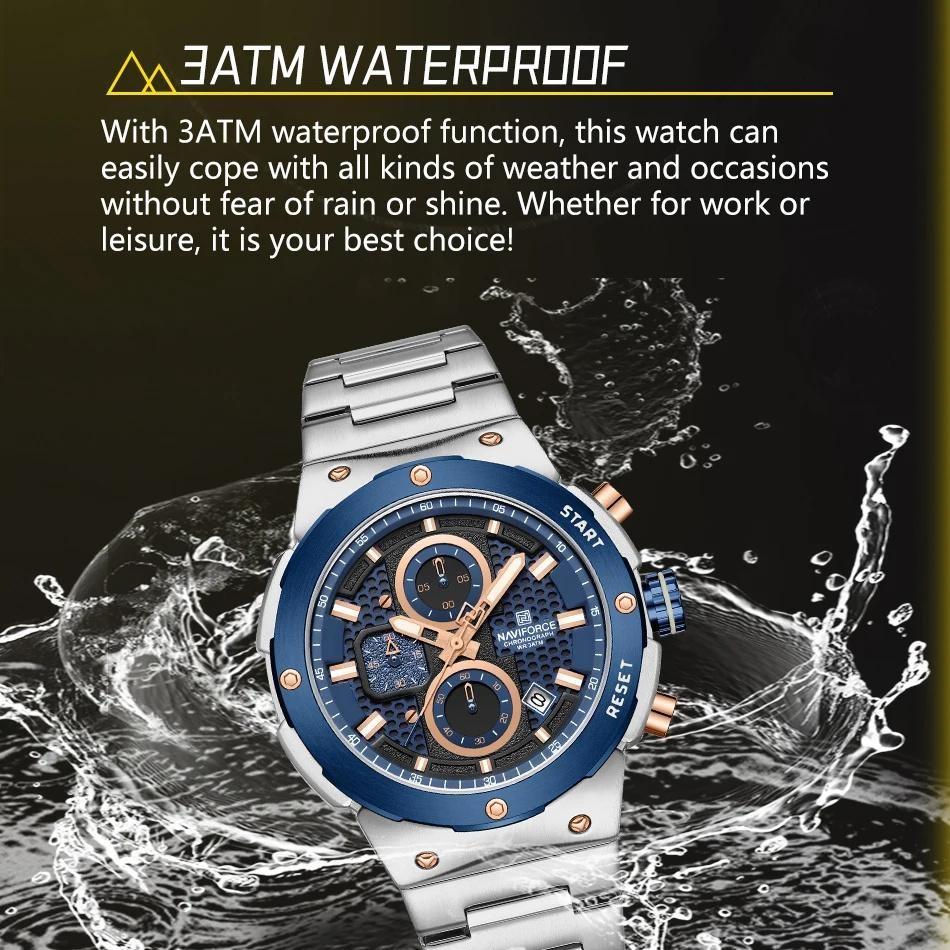 Man Quartz Watch Luxury Luminous Chronograph Wristwatch Stainless Steel Waterproof Men Date Calendar Clock