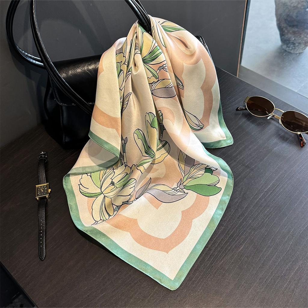 100% Silk Scarf Women Shawls Wraps for Ladies Foulard Scarves Pashmina Neckerchief Female Hijab Bandana 53cm Fashion bufanda