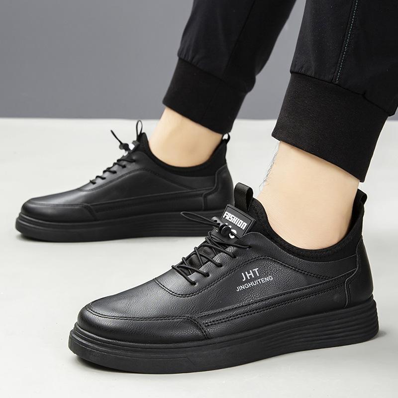 New fashionable versatile men's leather shoes casual shoes British business leather shoes breathable and lightweight casual leather shoes