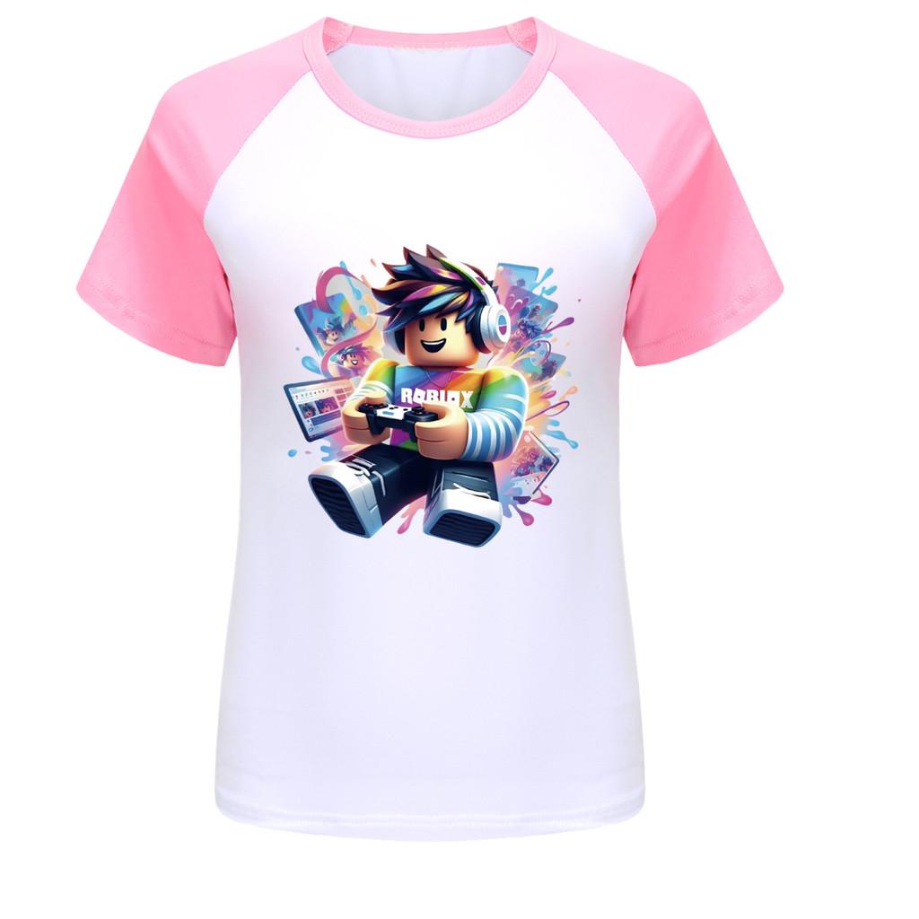 5529 Kids Boys Girls Roblox Printed Raglan Sleeves T-Shirt
