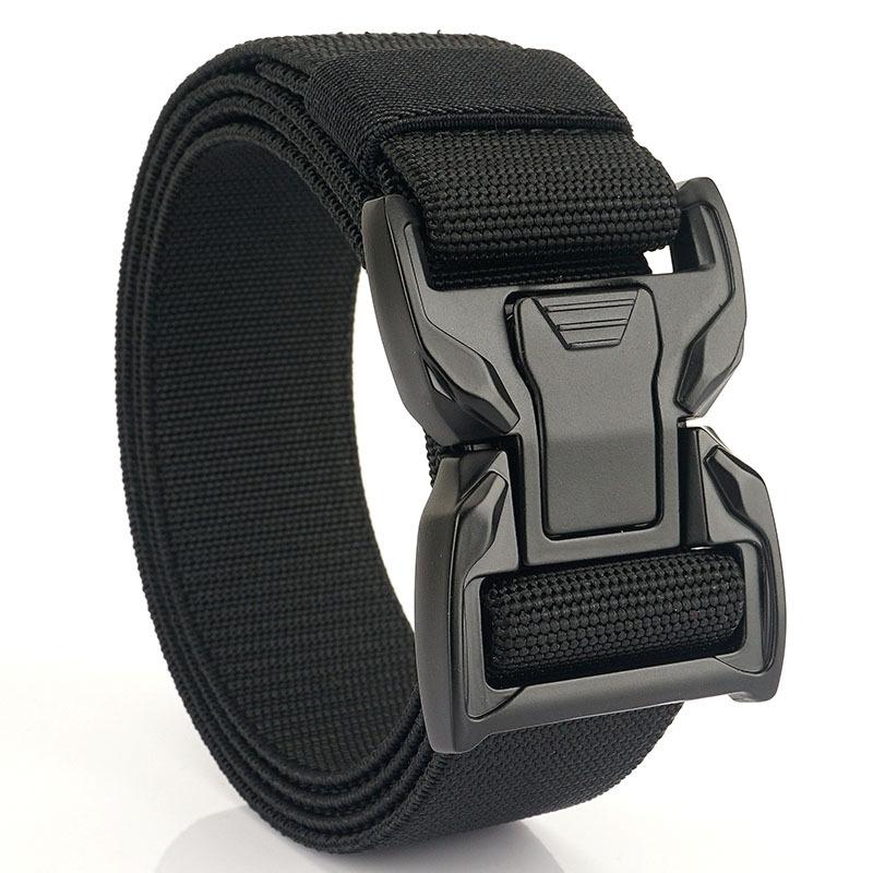 New Men'S Commuting Belt With Automatic Buckle Nylon Waistband, Outdoor Leisure Versatile Double-Layer Thick Belt