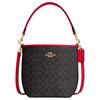 City Bucket 17 Monogramm Metall-Logo Beschichtetes Canvas Eimer Tasche Damen Taschen Schwarz Rot CT800-IMXD0