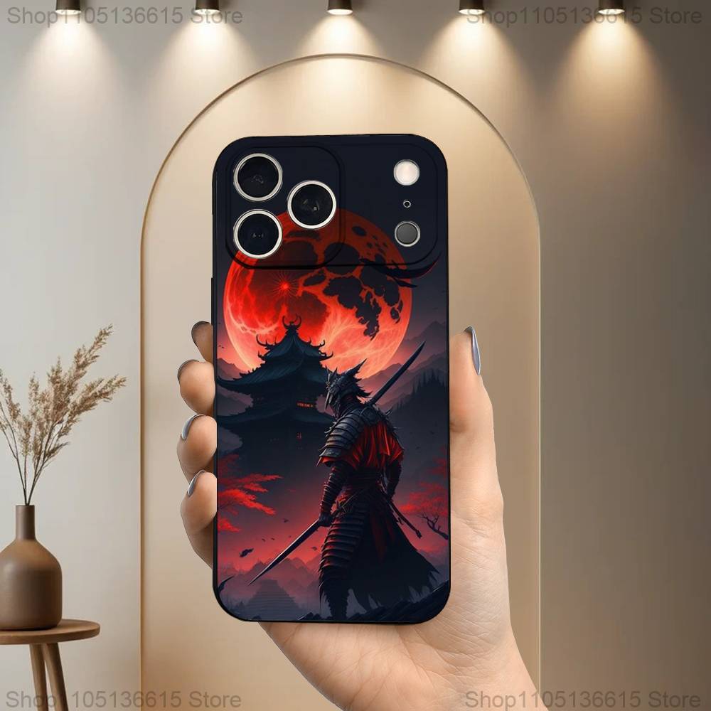 Samurai Art Bushido Phone Case For iPhone 17,16,15,14,13,12,11 Plus,Pro Max,XS,X,XR,SE,Mini,8,7,Soft Silicone Black Cover
